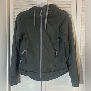 The North Face Grey Mattea Full Zip Fleece Hoodie, Size S/P, Hood w/Drawstring